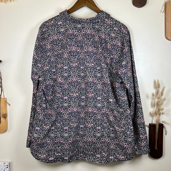 Women's Talbots Size 20W Purple Ditzy Floral Long Sleeve Button Down - Picture 2 of 8